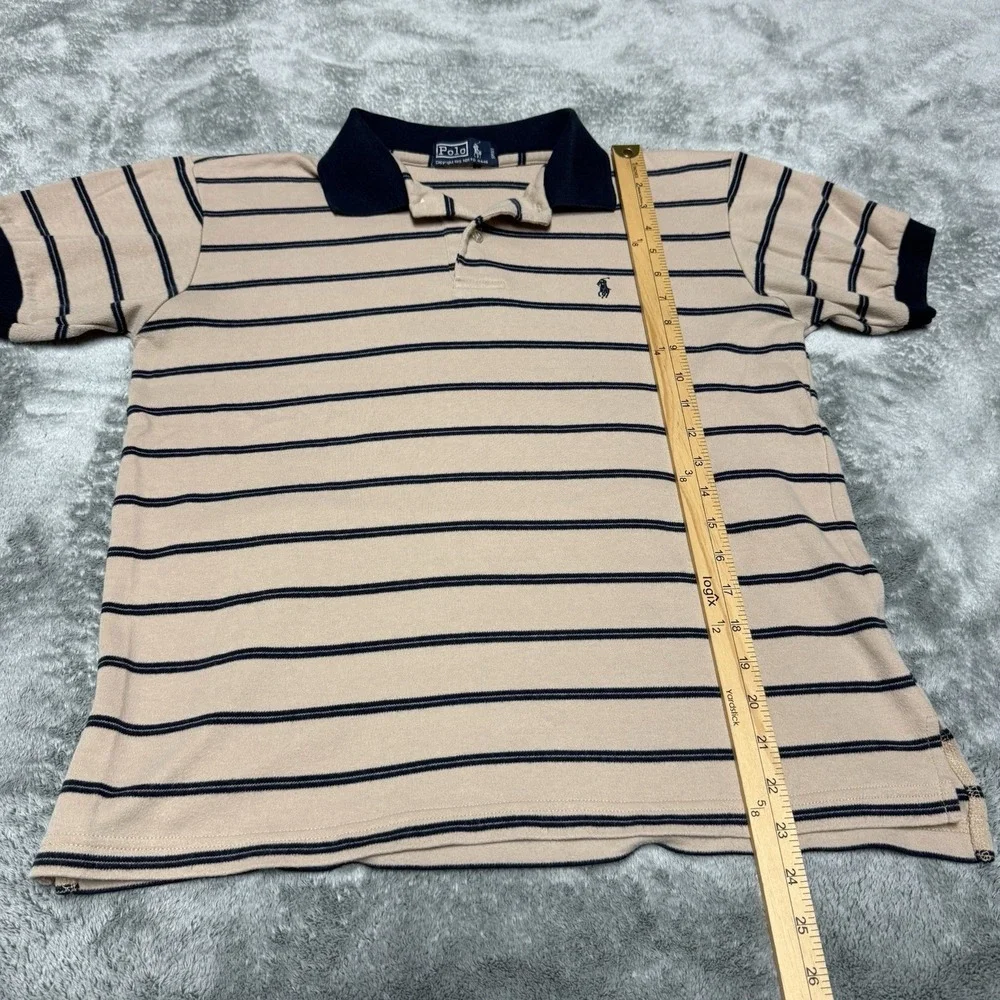 Vintage Polo Ralph Lauren Shirt Mens Small Beige Blue Striped